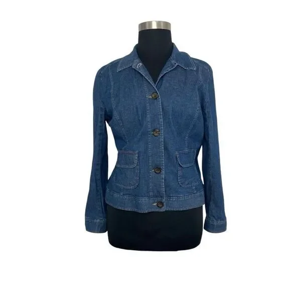 Cherokee XXL 1X Medium Wash Denim Button Down Top Y2K Big Shirt Pockets Western - Picture 6 of 10